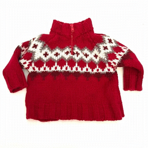 𝅺TOMMY Hilfiger Red Fair Isle Knit Sweater US 3-6M